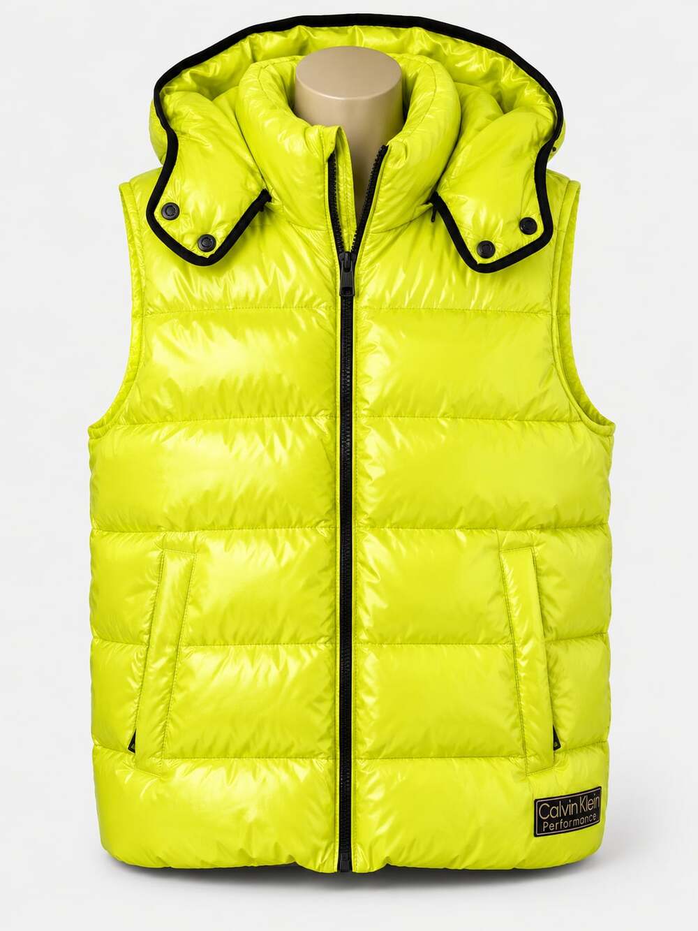 Calvin Klein Performance Neon Yellow Hooded Puffer Vest